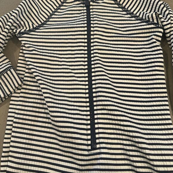 Cotton On Baby Rashgaurd Swimsuit Navy Blue and White Stripes 6-12 months - Picture 2 of 5